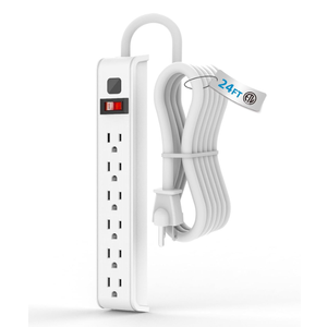 Surge Protector Power Strip, 24 Feet Extension Cord, 600 Joules Surge Protection, Multiple Protection 6 Outlet Strip, 14 AWG Cord, 15A/1875W, ETL Listed