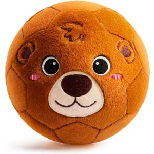 Silent Indoor Soccer Balls for Toddlers 1-3, Inflatable Soft Plush Baby Toddler Soccer Ball Toys Gifts for 1 2 3 4 5 Year Old Boy Girl First Birthday Gift (Bear, Pump Include)