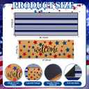 APUDWN 2 Pcs Extra Long Patriotic Welcome Door Mat Set for Double Door, 4th of July USA Stars Doormat with Blue White Striped Rug, Oversized Layered Entryway Decor for America 250th Anniversary
