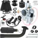 YOXUFA VM22 Carburetor 212cc Exhaust Muffler Stage 2 Kit Replacement for 224cc 196cc Coleman CT200U BT200X Baja MB200 KT196 Mini Bike Go Kart 6.5HP GX160 Engine Parts Mini Bike Throttle Assembly