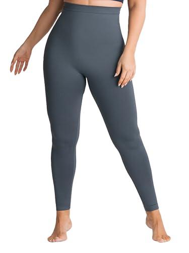 SHAPERMINT High Waisted Tummy Control Compression Leggings for Women - Petite to Plus Size Womens Leggings Non See Through Gray, Size M
