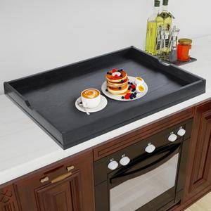 WOLKI Noodle Board Stove Covers for Gas Burners, 30"L x 22"W x 2.4"Th Heavyweight Stove Top Covers for Electric Stove, Built-in Handles, RV Stove Cover, Wooden Serving Tray, Black
