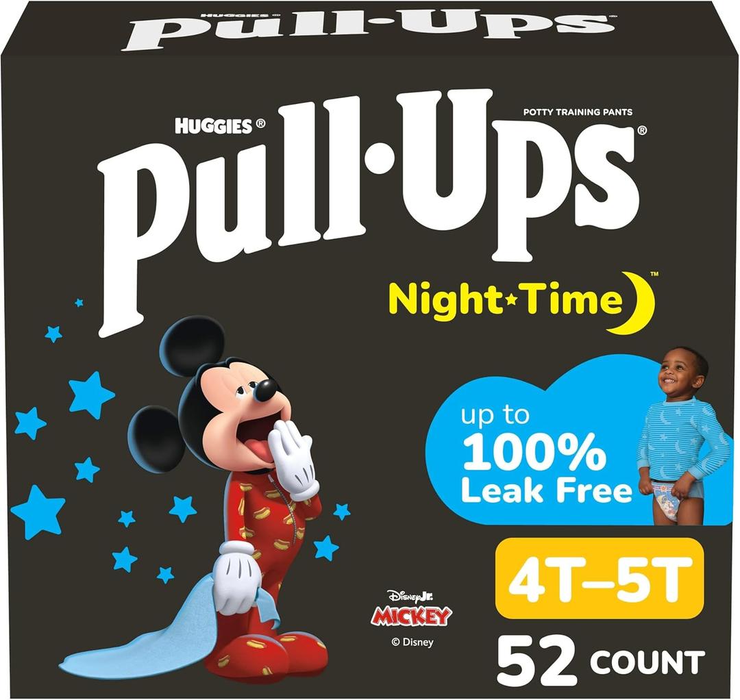 Pull-Ups Boys' Night-Time Potty Training Pants, Size 4T-5T Overnight Training Underwear (38-50 lbs), 52 Ct