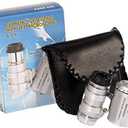 Lab Microscope Slides 60X Mini Pocket High Power Microscope Portable LED Magnifier Microscope Parts (Color : Silver, Magnification : 60X)