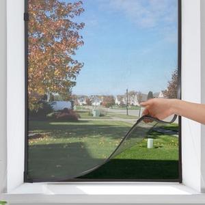 RDUIGT Black Magnetic Window Screen Adjustable Window Net 24”x 32” Fiberglass Window Screen Mesh for House Windows with Magnets Pack of 2