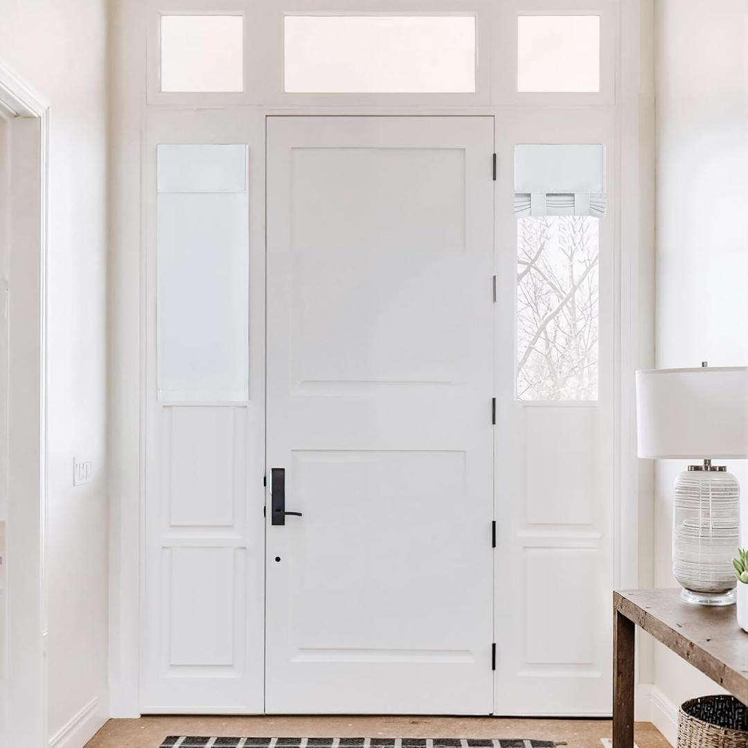 NICETOWN Blackout Side Door Curtains, Front Door Curtains for Small Window, Privacy Shades for Sidelight, Thermal Insulated Window Covering, Greyish White, 1 Panel, W12 X L40 Inch