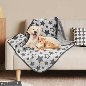 Nobleza Waterproof Dog Cat Blanket, 3PCS Warm Soft Pet Mat Set for Sofa Bed Indoor Sleep Furniture Protector Outdoor Car, Puppy Winter Blanket for Large Medium Small Pet, Reversible Sherpa Fleece (40x32'', Grey)
