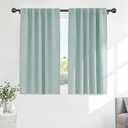 PONY DANCE Short Curtain Panels - Kitchen Curtains Room Darkening Light Blocking Energy Saving Short Drapes/Bedroom with Back Tab Home Decor, 42 in Wide by 45 Long, Mint Green, 2 PCs
