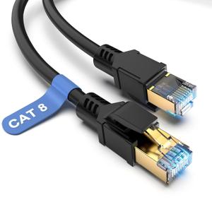 BIFALE Cat 8 Ethernet Cable 50 FT, High Speed Network Cable 40Gbps 2000MHz, 26AWG Heavy Duty LAN Cable Shielded in Wall, PE Jacket for Modem Router, Indoor&Outdoor