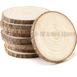 10 pcs Large Wood Slices for Centerpieces 9-10 inches Wood Rounds for Tables Decor Rustic Wood Circles for DIY Crafts and Wedding Decor Round Wooden Discs Wood Slice Ornaments