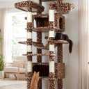 Globlazer XXL Giant Cat Tree, 83 Inch Heavy Duty Tall Cat Tower for Indoor Cats Large Adult, Multi-Level Large Cat Condo with 8 Scratching Posts, Hammock, 2 Cat Caves, 2 Platform, F83B, Leopard Print