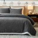 Luxury Flannel Fleece Sherpa Blankets Queen Size for Bed, Jacquard Boho 3-Layer Thick and Warm Blanket for Winter, Soft Cozy Fuzzy Plush Velvet Blanket with 2 Pillow Cases, Grey, 88x88 Inches