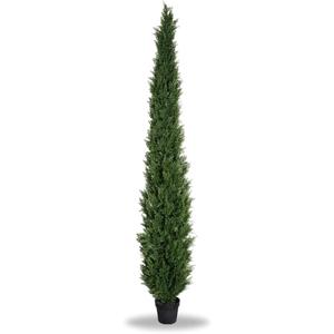 8 Feet Pre-Potted Evergreen Outdoor Artificial Cedar Tree Privacy Screen for Front Porch Decor, Outdoor Entryway Decor Fake Tree, Tall Faux Tree with UV Resistant Coating (1 Pack)