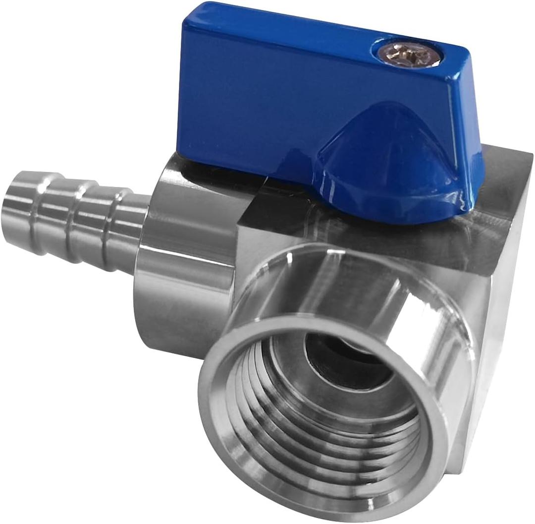 Beduan Stainless 3/8" Barbed x 1/2" NPT Female 90 Degree Elbow Ball Valve Shut Off