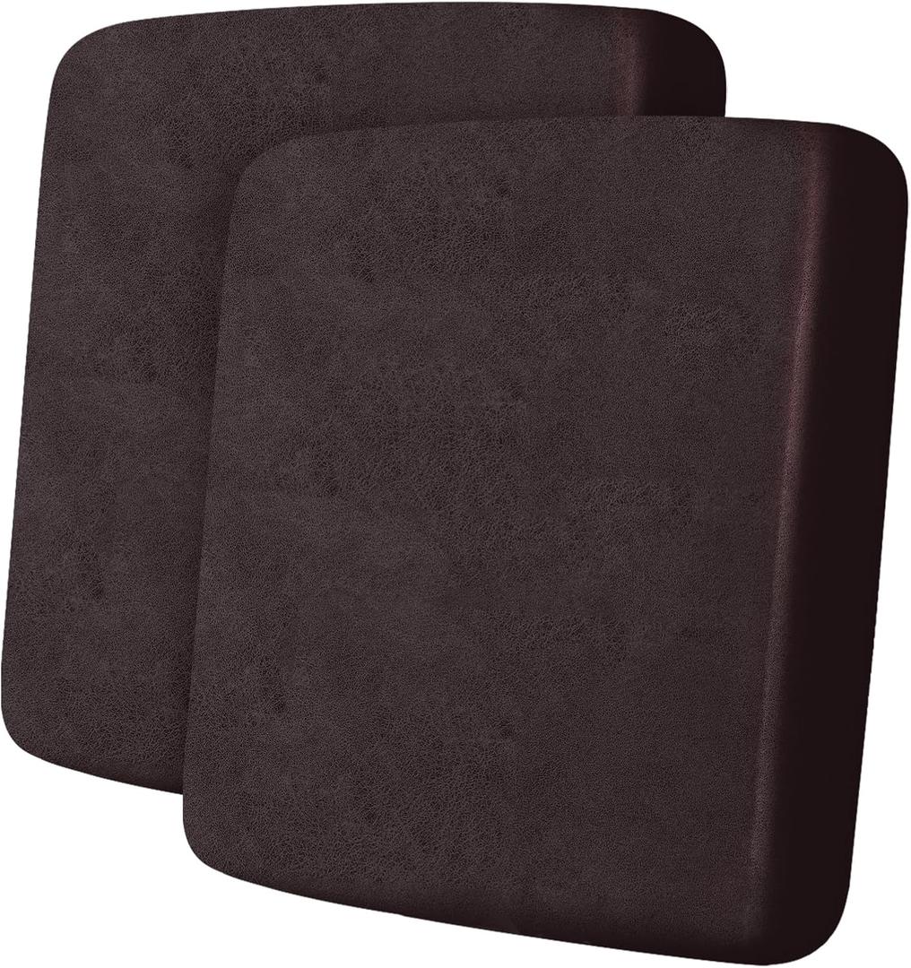Leather Look Couch Cushion Covers Sofa Seat Slipcovers Sets Couches Furniture Protector for Sectional Armchair Loveseat Pets Kids Stretch Spandex Fabric (2 Cushion Sofa, Chocolate)