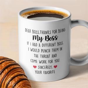 zcyhtqp, Dear Boss, Funny Office Ceramic Coffee Mug, Boss Appreciation Gift for Retirment, Unique Employee Appreciation Gift