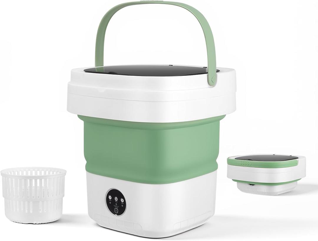 16L Portable Washing Machine, Mini Washer with Spin Dry Basket, Two Timed Laundry Modes for Small Loads, Compact Washer for Apartments, Dorm Rooms, RVs, Travel (Green)