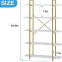 5 Tiers Bookshelf Organizer White Faux Marble Shelf,Modern Open Display Storage Bookcase, and Metal Bookshelf Standing Storage Shelf Tall Shelving Units for Home Office Study