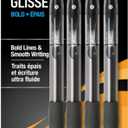 BIC Glide Bold Black Ballpoint Pens, Bold Point (1.6mm), 4-Count Pack, Retractable Ballpoint Pens With Comfortable Full Grip