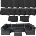14 Pcs Patio Cushion Covers Replacement Outdoor Couch Cushions Covers Splashproof Sofa Slipcovers Set with Zippers,Patio Furniture Protector, Couch 3 Sizes, Covers Only (Black+White)