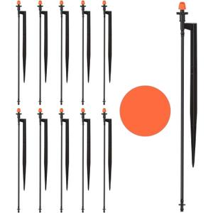 Drip Micro Sprinkler Heads with Stake: 360 Degree Sprinkler Nozzle with 1/4" Drip Irrigation Tubing - 10 Pack Drip Spray Emitters on 12 Inch Stake for Garden Water System
