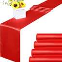 ANECO 4 Pack Satin Table Runner 12 x 108Inch Long Bright Silk and Smooth Fabric Party Table Runner for Wedding Banquet Party Decoration- Red
