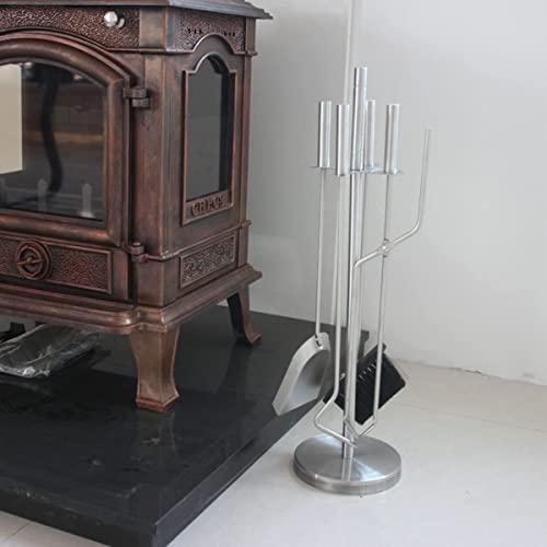 Fireplace Tool Set Silver Stainless 5 Pcs Fireplace Tool Set 26 in Utility Fire Place Tool Fireset Fire Pit Chimney Tool Kit Fireplace Accessories with Poker/Shovel/Broom/
