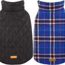 Kuoser Waterproof Dog Coat, Reversible Dog Jacket for Medium Dogs, Adjustable Durable Doggie Winter Coat Warm Puppy Cold Weather Apparel from Small to Large Breed, Navy M (Medium (Pack of 1))