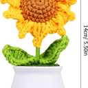 UKCOCO Crochet Sunflower Potted Plant 5.51x2.95x2.16In Hand-Knit Wool Décor – Zero-Maintenance Artificial Flower for Desk, Shelf, Car Dashboard – Cheerful Gift for Home & Office