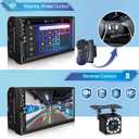 Wireless Double Din Car Stereo Works with Apple Carplay,7 Inch HD 1024 * 600 Touchscreen with Bluetooth 5.1,FM Car Radio,GPS Navigation,Backup Camera,Android Auto,Voice Control,USB/AUX/TF/SWC