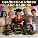 2 x 2026 Graduation Decorations : Black and Gold 9" Paper Plates and Napkins Set (20-Pack) – Class of 2026 Disposable Graduation Party Supplies and Table Decorations