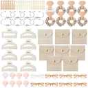 72 Pcs Bridesmaid Proposal Gift Including Bridesmaid Bridal Scrunchies Powder Puff Glasses Jewelry Bag Hairband Suitable for Wedding Gift (Champagne)