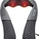 Medcursor Neck Massager, Portable Electric Shiatsu Back Massage Device with Heat, Deep Tissue 3D Kneading Pillow for Muscle Pain Relief (No Battery) (Black Grey)