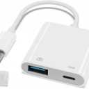 USB C to USB Camera Adapter with 30W PD Charging Port, OTG Cable Compatible with for iPhone 17/16/15 iPad Android Phone Tablet, USB 3.0 Female for Flash Drives, Keyboards, Mice, and More
