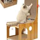 Cat Scratcher, Double Layer Cat Scratching Board, L Shaped Vertical Cat Scratcher for Wall and Couch Protection, Cat Cardboard Scratcher with 5 Ball Toys for Indoor Cats