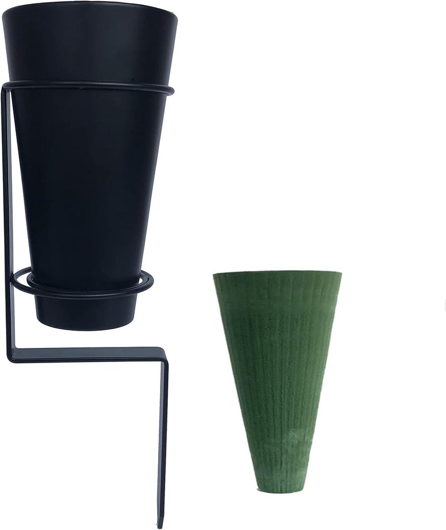 Cemetery Flower Vase with Stake, Grave Vase with Floral FoamGrave vases for Cemetery in ground,Black