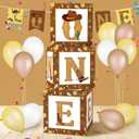 Honoson 3 Pcs My First Rodeo Balloon Boxes with ONE Letters Cowboy 1st Birthday Decorations Birthday Party Decor for Boy Girl Cake Smash Backdrop Baby Shower Photo Prop (Brown)