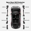 8PCS Door Sill Protector for 2025 2026 5-Seats Tesla Model Y Juniper - ABS Door Sill Guards Anti Scuff Waterproof No Drill Installation Black