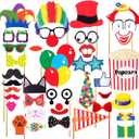 36pcs Circus Photo Booth Props with Sticker Funny Carnival Theme Party Decorations for Birthday Party
