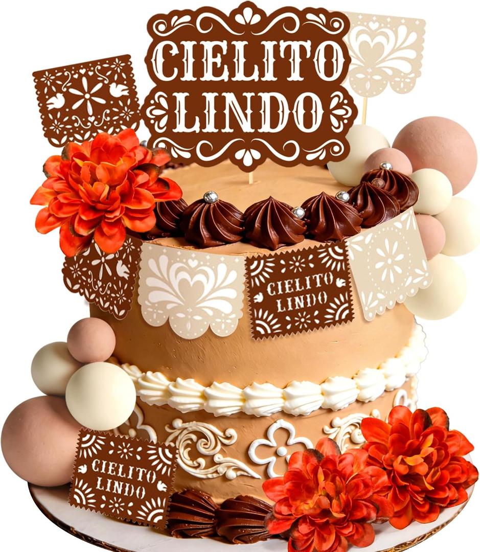 Cielito Lindo Cake Decorations Cielito Lindo Party Decorations Brown Mexican Cake Topper Barro Themed Baby Shower Cinco de Mayo Fiesta Party Supplies