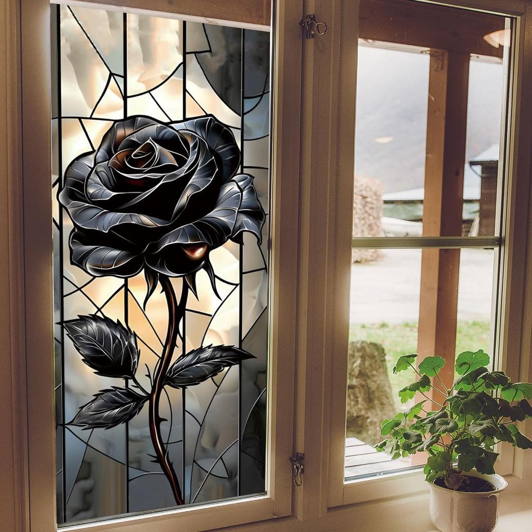 3D Wall Stickers DIY Flower Wall Decal Removable Waterproof Wall Art Decor for Bedroom Living Room Offices Home Decoration (Black Rose)