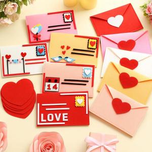 Libima 10 Pieces Valentine's Day Felt Envelope with Heart Shaped Card 4 x 6 Inch Valentine Envelopes Love Letter Envelopes for Valentine Party Favor Supplies Exchange Gifts Wedding Shower