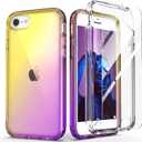 IDweel for iPhone SE 2020 Case,for iPhone 8 & 7 & SE 2022 Case(SE 3rd Gen),Full-Body Sturdy Shockproof Slim Fit Clear Cover with Screen Protector Heavy Duty Shock Resistant Hybrid Cover, Yellow Purple