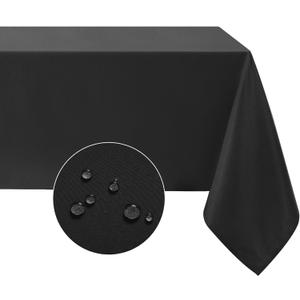 Softalker Rectangle Tablecloth, Waterproof & Stain Resistant Table Cloths Wrinkle Free Fabric Washable Polyester Table Cover for Dining/Party/Outdoor/Camping - 60 x 84 inch, Black