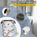 Baseball Laundry Basket Texture Pattern Foldable Oxford Cloth Funny Tote Bag Laundry Hamper Clothes Storage Bucket Organizer For Bathroom/Laundry Storage/Bedroom 18.9x16.5 Inch