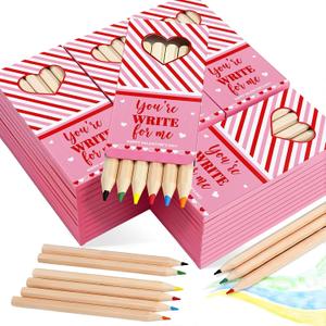 Tinlade 50 Pcs Valentines Day Gifts for Kids Classroom Mini Colored Pencils Bulk 3.5'' Coloring Drawing Pencil Valentine's Exchange Gift for School Valentines Day Party Favors for Boys Girls