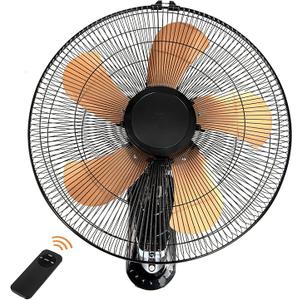 18 Inch Wall Mount Fan with Remote, 3-speed Wall Oscillating Quiet Fan with 5 Blades, Adjustable Tilt and Timing, High Velocity Wall-Mounted Fans for Bedroom, Gym, Office, Warehouse, Garage, Silver Blade instead Gold 