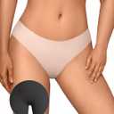 OEAK Seamless Thongs for Women Invisible Thongs No Show Thong Panty Liners Tangas Comfortable Workout G-Strings Underwear (M, Cream)