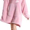 Wearable Blanket Hoodie for Women - Oversized Hooded Blanket for Adults Fluffy Plush Blanket Sweatshirt Warm Cozy Christmas Birthday Gifts for Mom Pink