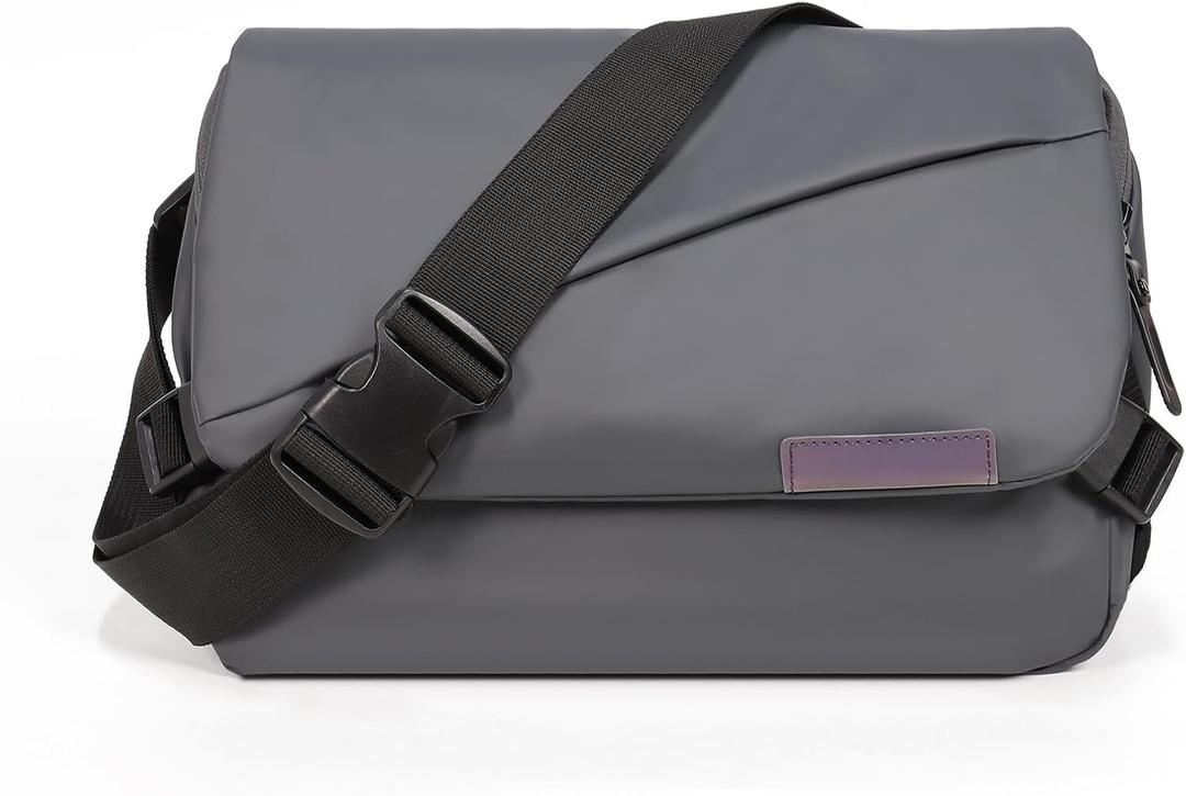 Waterproof messenger bag shoulder bag mens purse pad phone crossbody bag for Commuting,12 x 8 x 3 in (Grey)